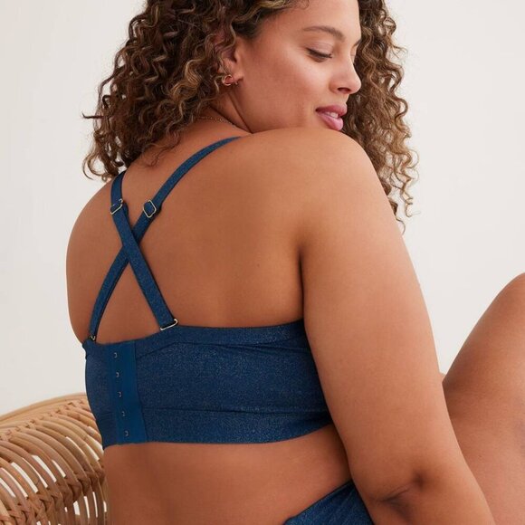 Penningtons PENN Crossed and Draped Chest Bikini Top Shimmer Blue Size X - Picture 3 of 12